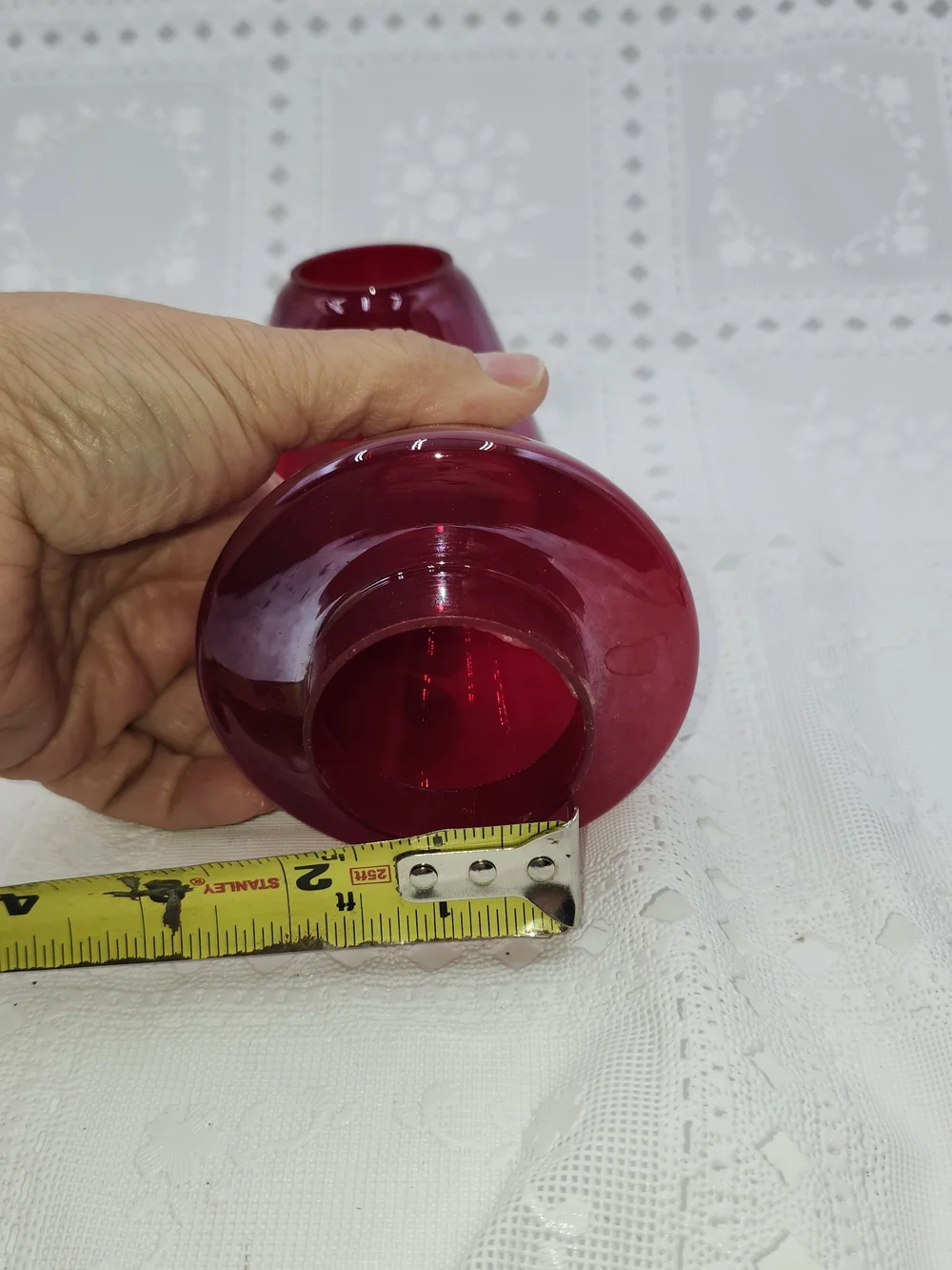 2 Vintage Red Glass Lamp Shade Fairy Lamp 3.5 in wall sconce candle holder